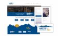 Event branding mockups: website homepage featuring a graphic of the sun setting behind blue, snow-covered mountains, with a traditional boat in the foreground. Event branding mockups: website homepage featuring a graphic of the sun setting behind blue, snow-covered mountains, with a traditional boat in the foreground.